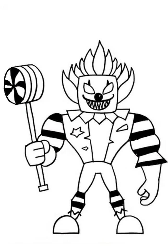 Dibujo de Payaso Roblox con Pistola para Colorear