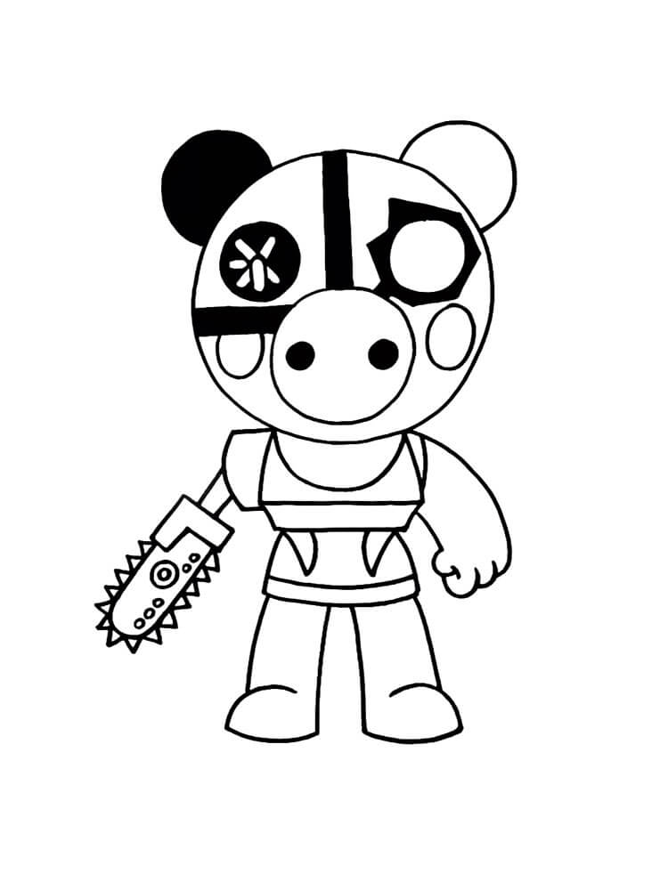 Dibujo de Piggy Roblox con Pistola para Colorear