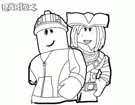 Dibujo de Roblox con Dos Personajes para Colorear