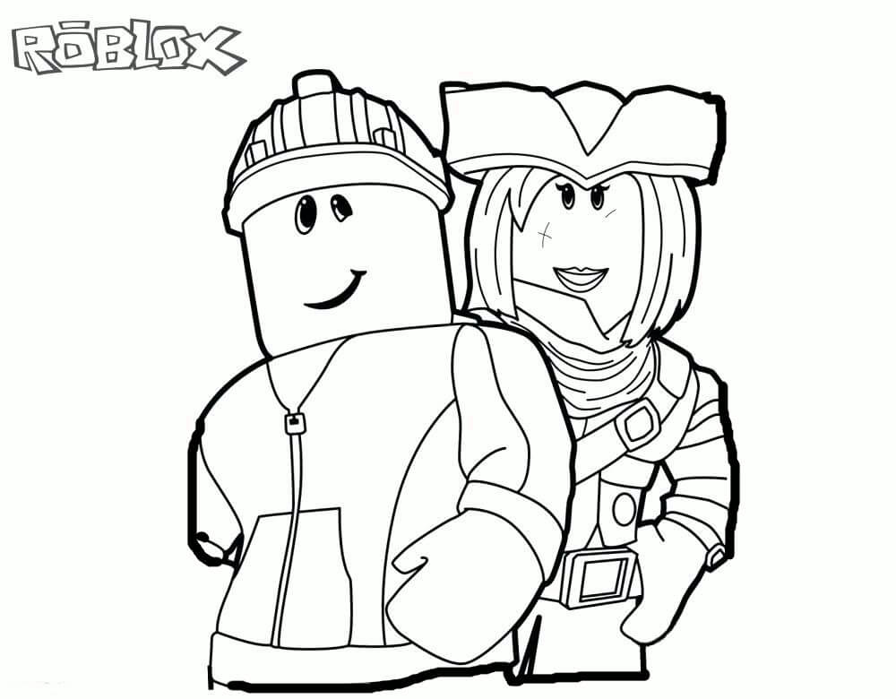 Dibujo de Roblox con Dos Personajes para Colorear
