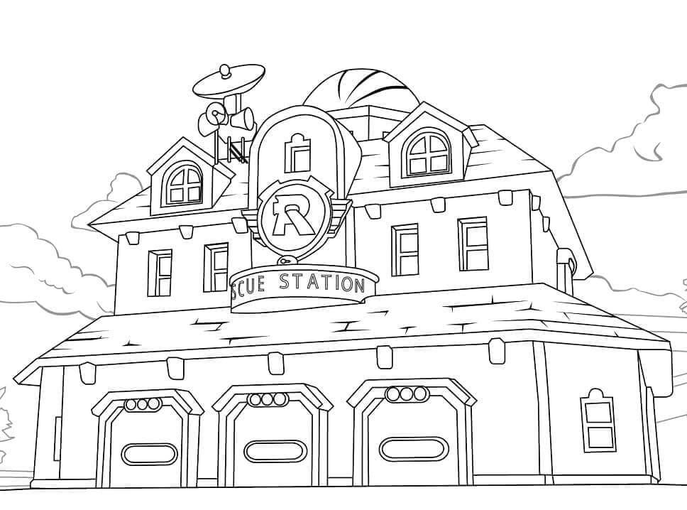 Dibujo de Casa Robocar Poli para Colorear