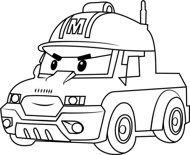 Dibujo de Marca en Robocar Poli para Colorear