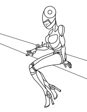 Dibujo de Señora Robot Caracol para Colorear