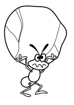 Dibujo de Hormiga Conseguir Piedra para Colorear