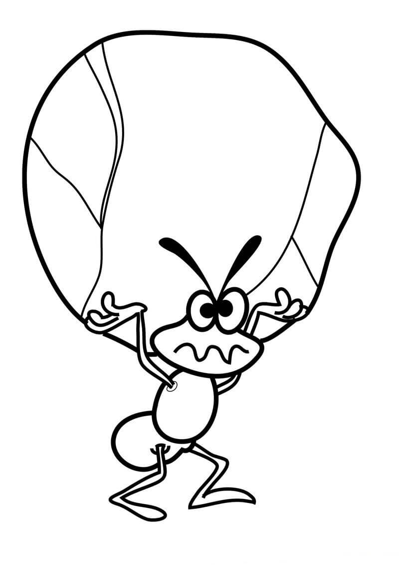 Dibujo de Hormiga Conseguir Piedra para Colorear