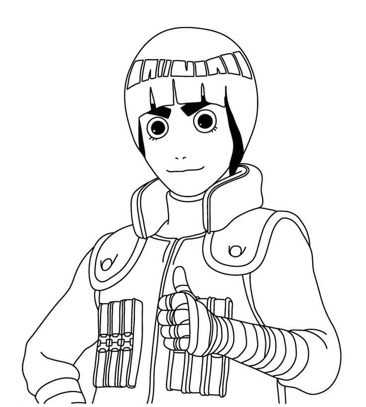 Dibujo de Cara Rock Lee Sonriendo para Colorear