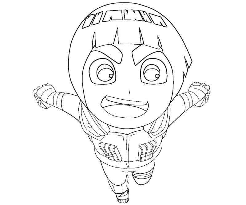 Dibujo de Chibi Rock Lee Corriendo para Colorear