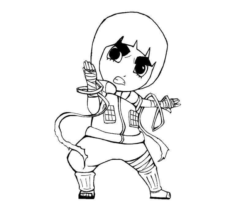 Dibujo de Chibi Rock Lee Enojado para Colorear