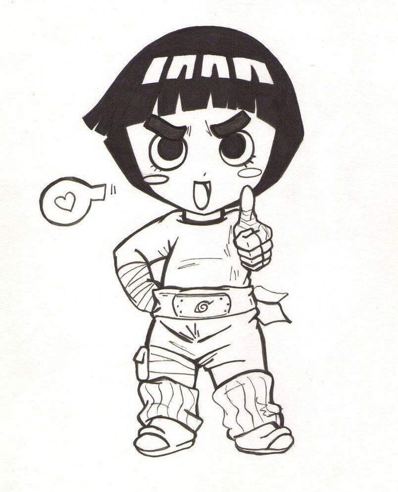 Dibujo de Chibi Rock Lee Lindo para Colorear