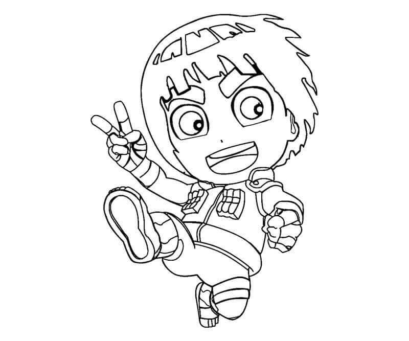 Dibujo de Chibi Rock Lee para Colorear