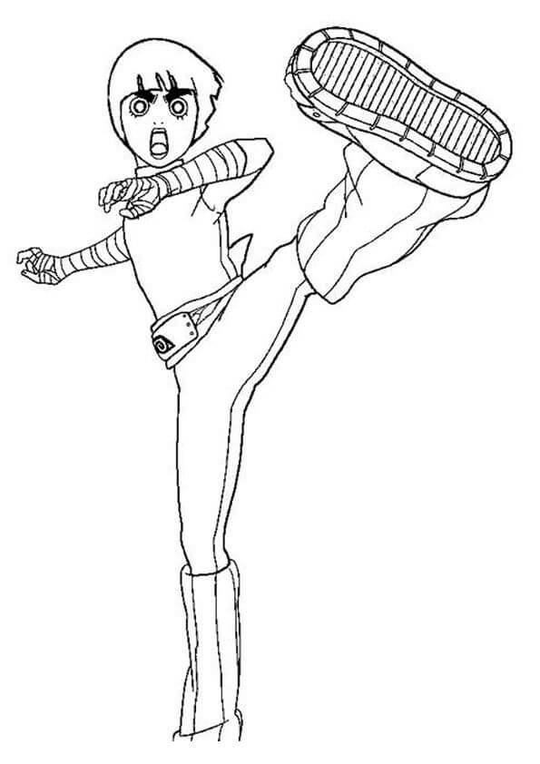 Dibujo de Patada de Rock Lee para Colorear