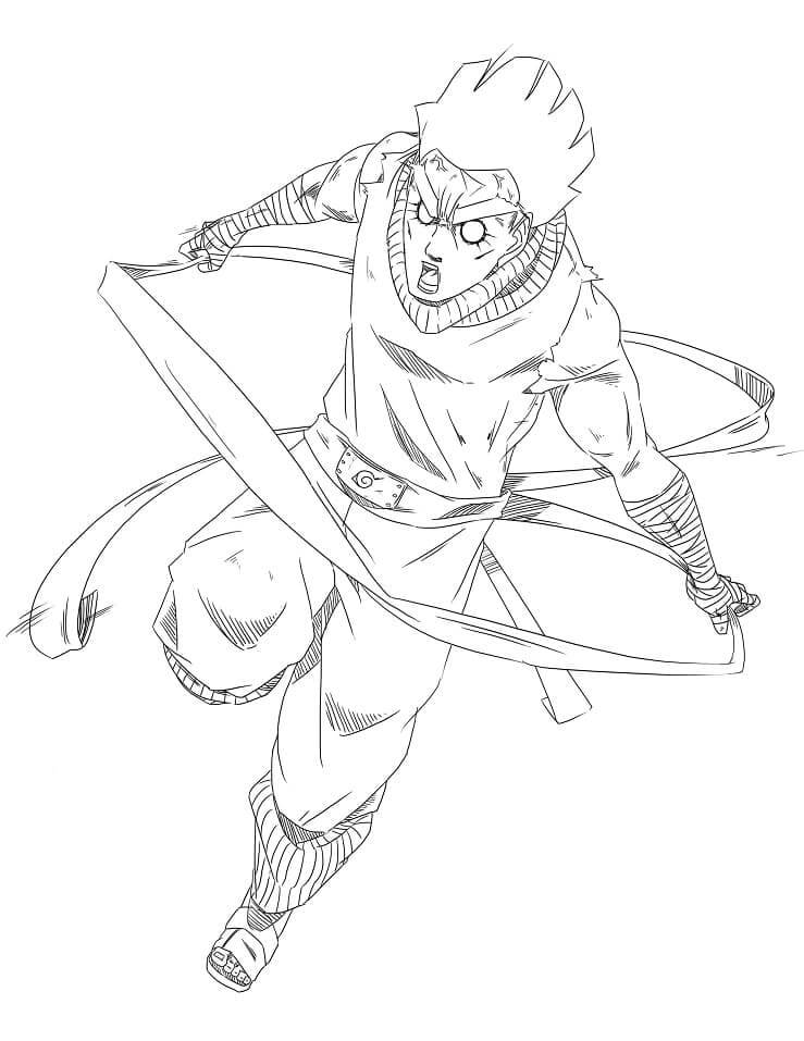 Dibujo de Genial Rock Lee Luchando para Colorear
