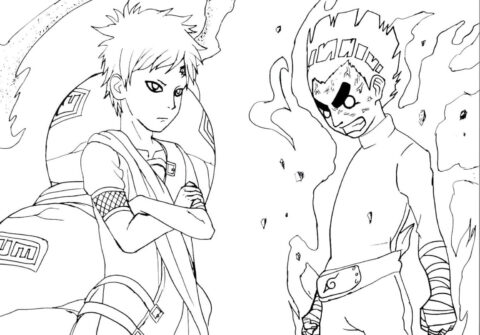 Dibujo de Rock Lee Contra Gaara para Colorear
