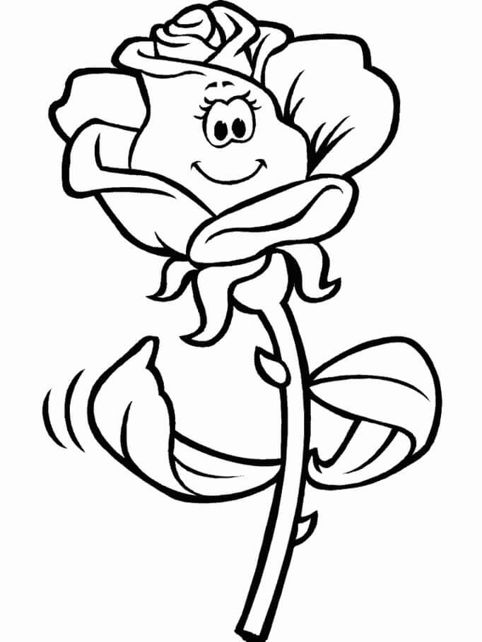 Dibujo de Caricatura Rosa para Colorear