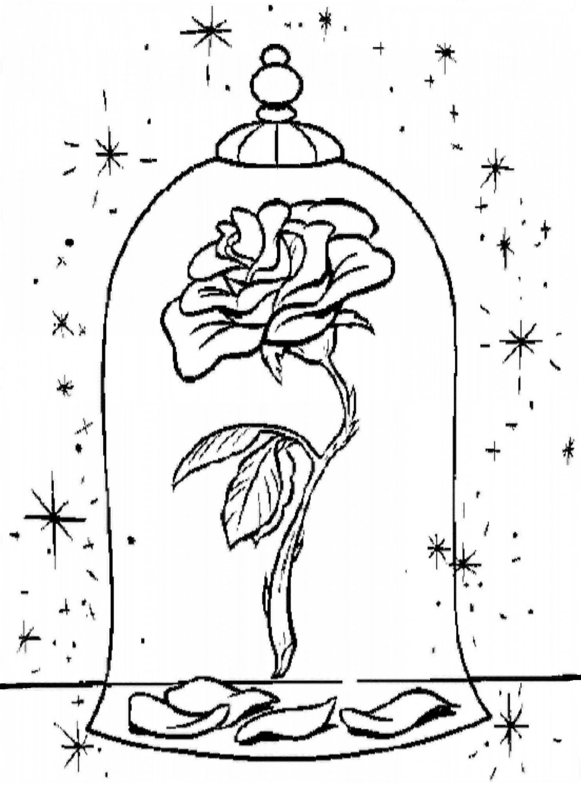 Dibujo de Magia Rosa en la Bella y la Bestia para Colorear