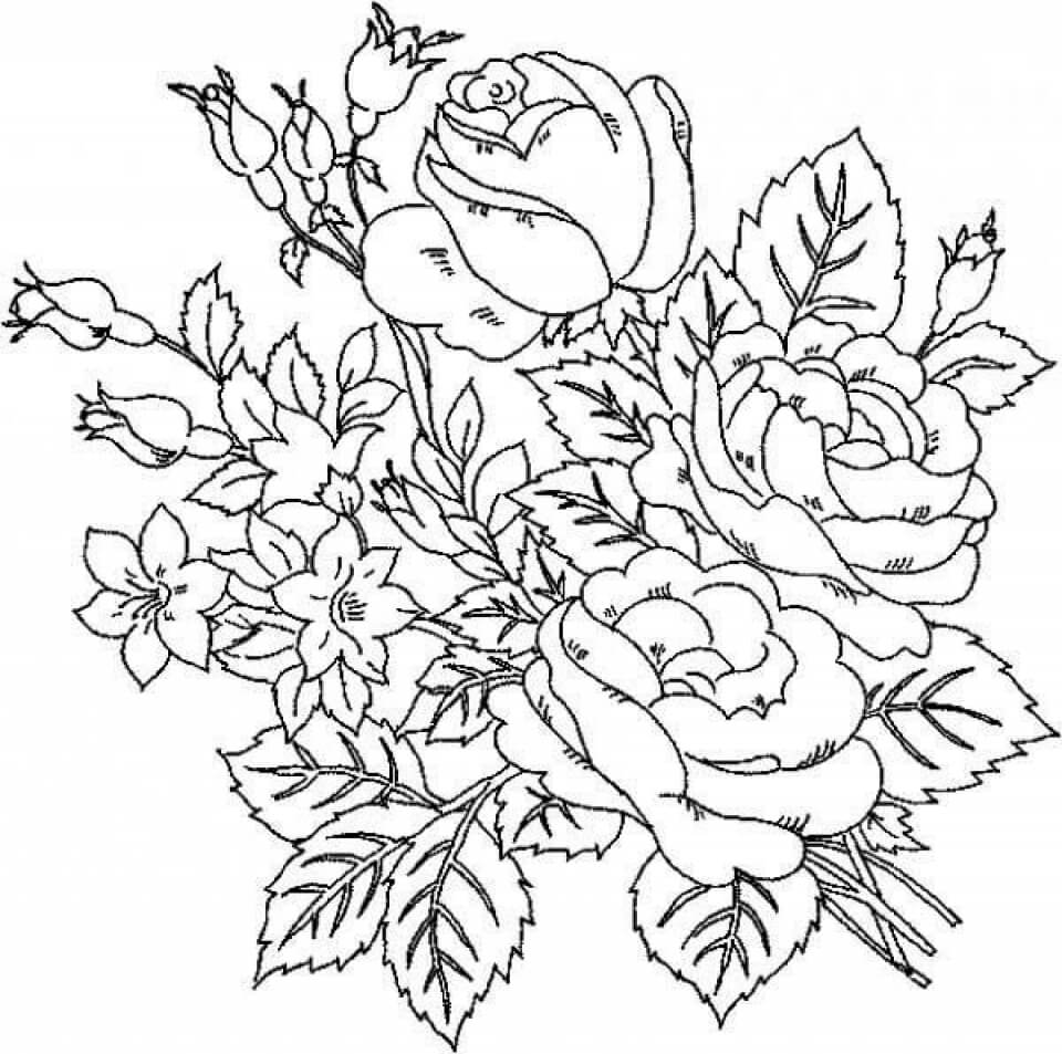 Dibujo de Rosa Imprimible para Colorear