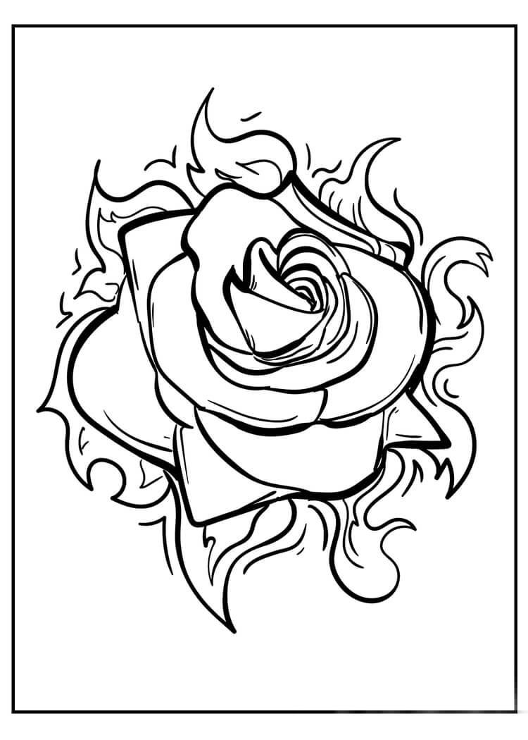 Dibujo de Rosa de Fuego para Colorear