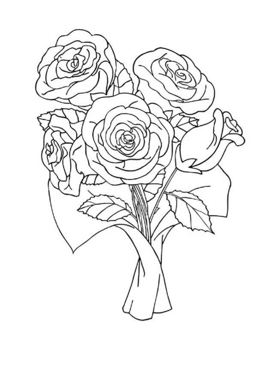 Dibujo de Impresionante Ramo de Rosas para Colorear