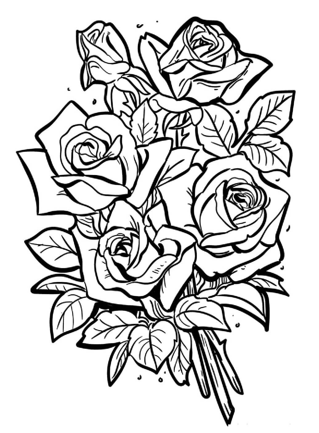 Dibujo de Ramo básico Rosa para Colorear