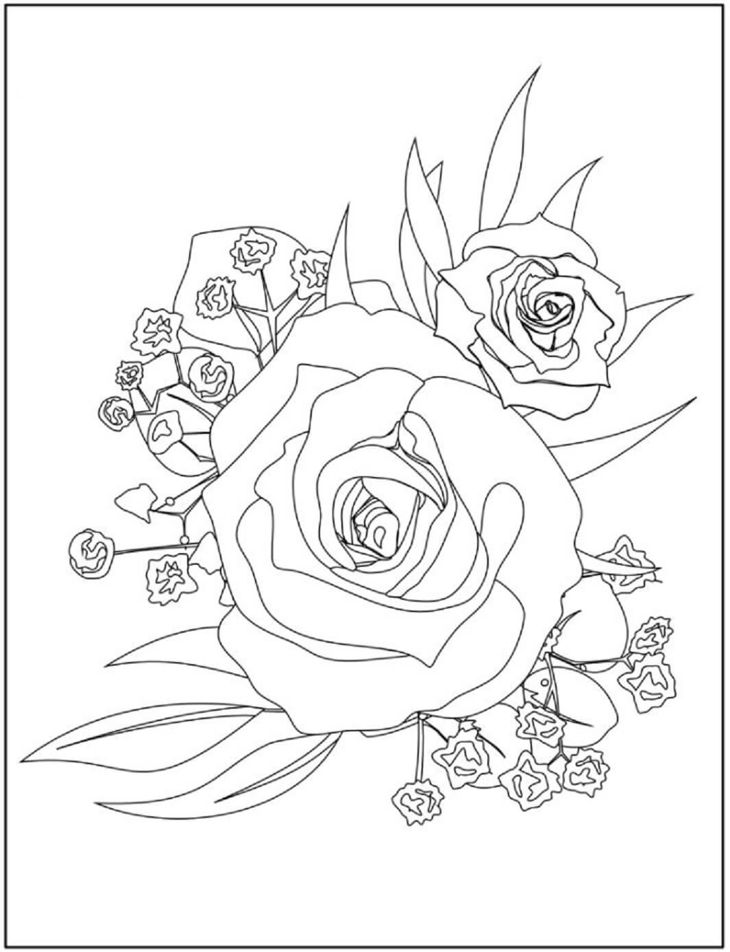 Dibujo de Rosa Adorable para Colorear