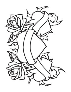 Dibujo de Rosas con Corazones para Colorear
