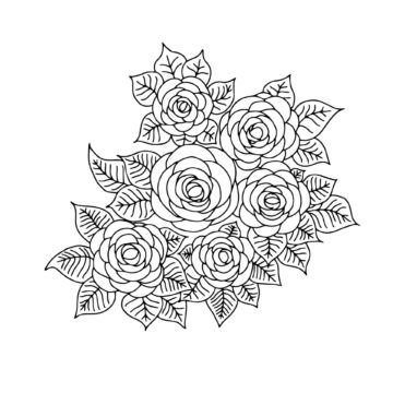 Dibujo de Rosas con Hojas para Colorear