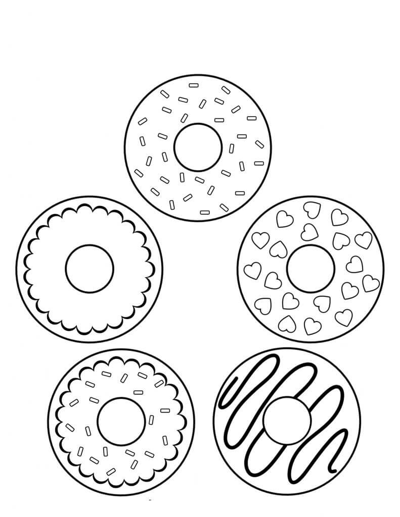 Dibujo de Cinco Rosquillas para Colorear