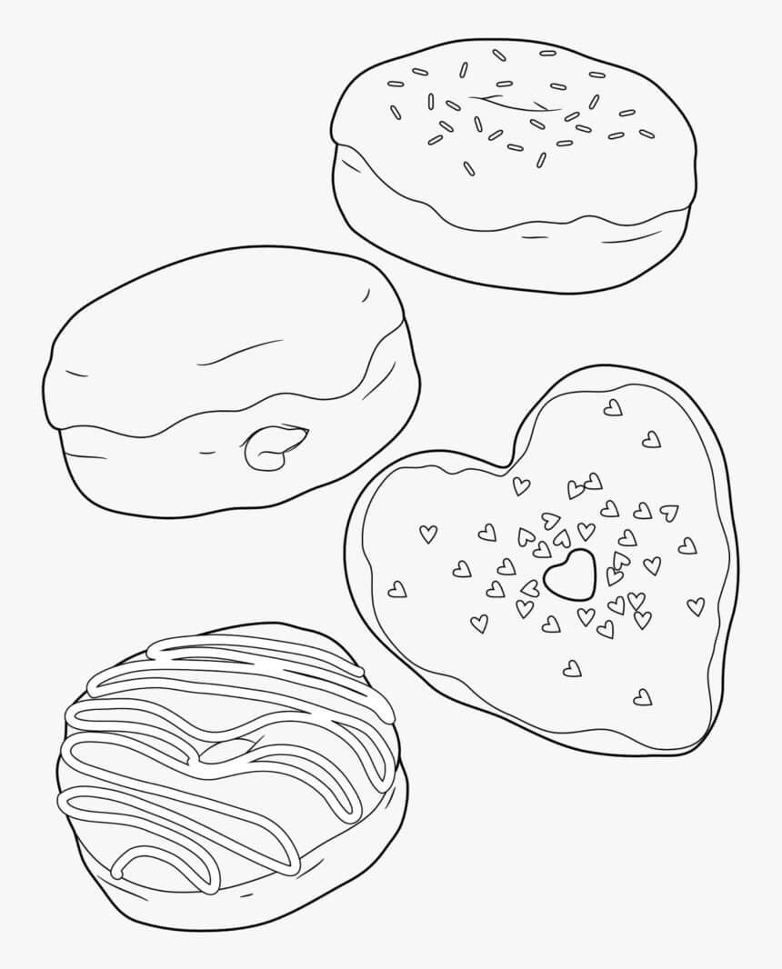 Dibujo de Cuatro Donas para Colorear