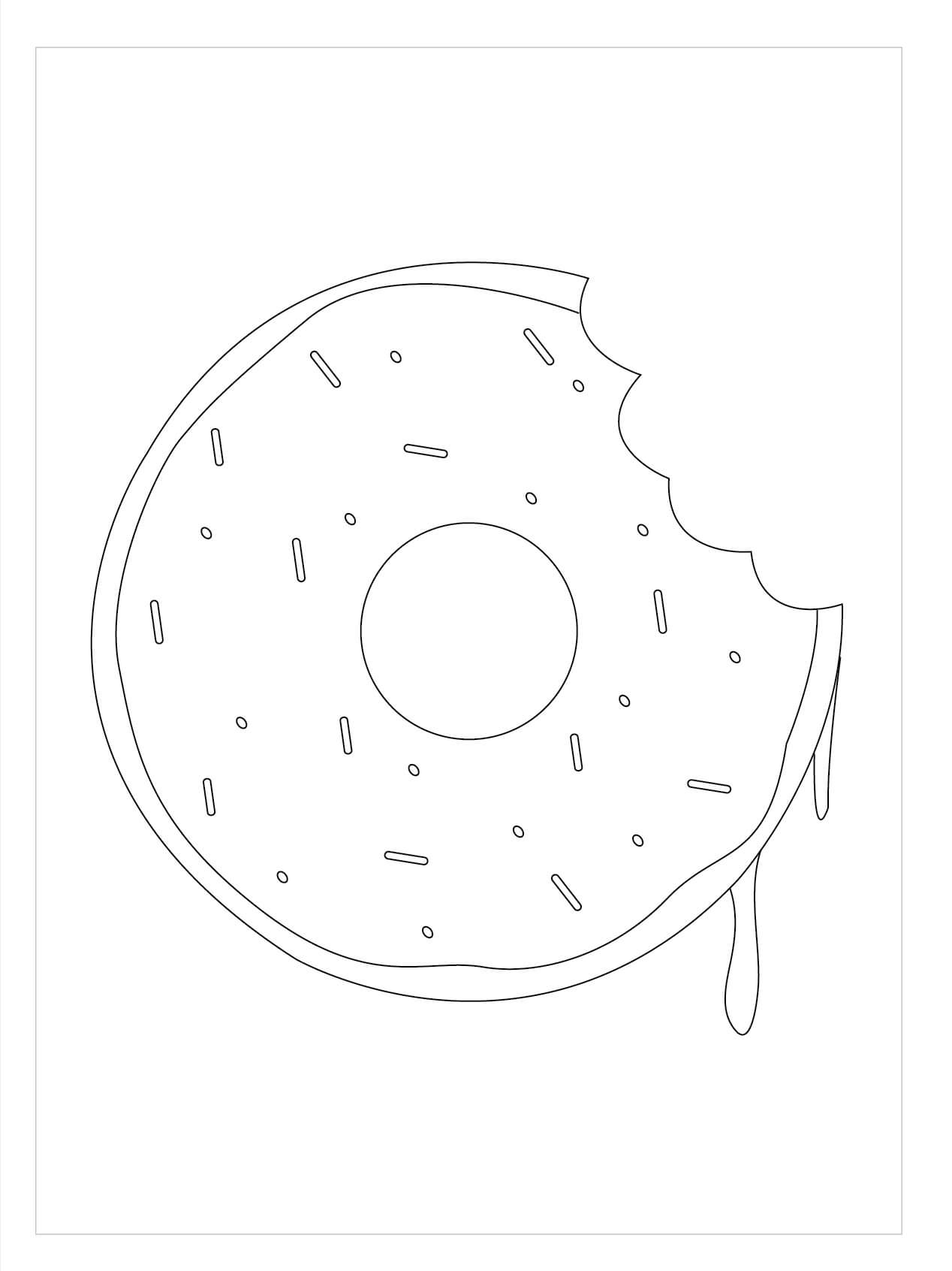 Dibujo de Donut Medio Mordido para Colorear