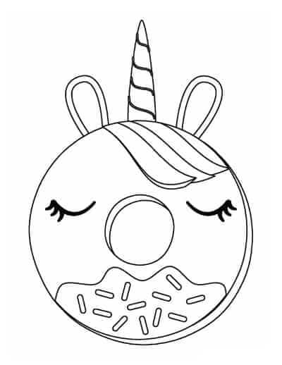 Dibujo de Donut de Unicornio para Colorear