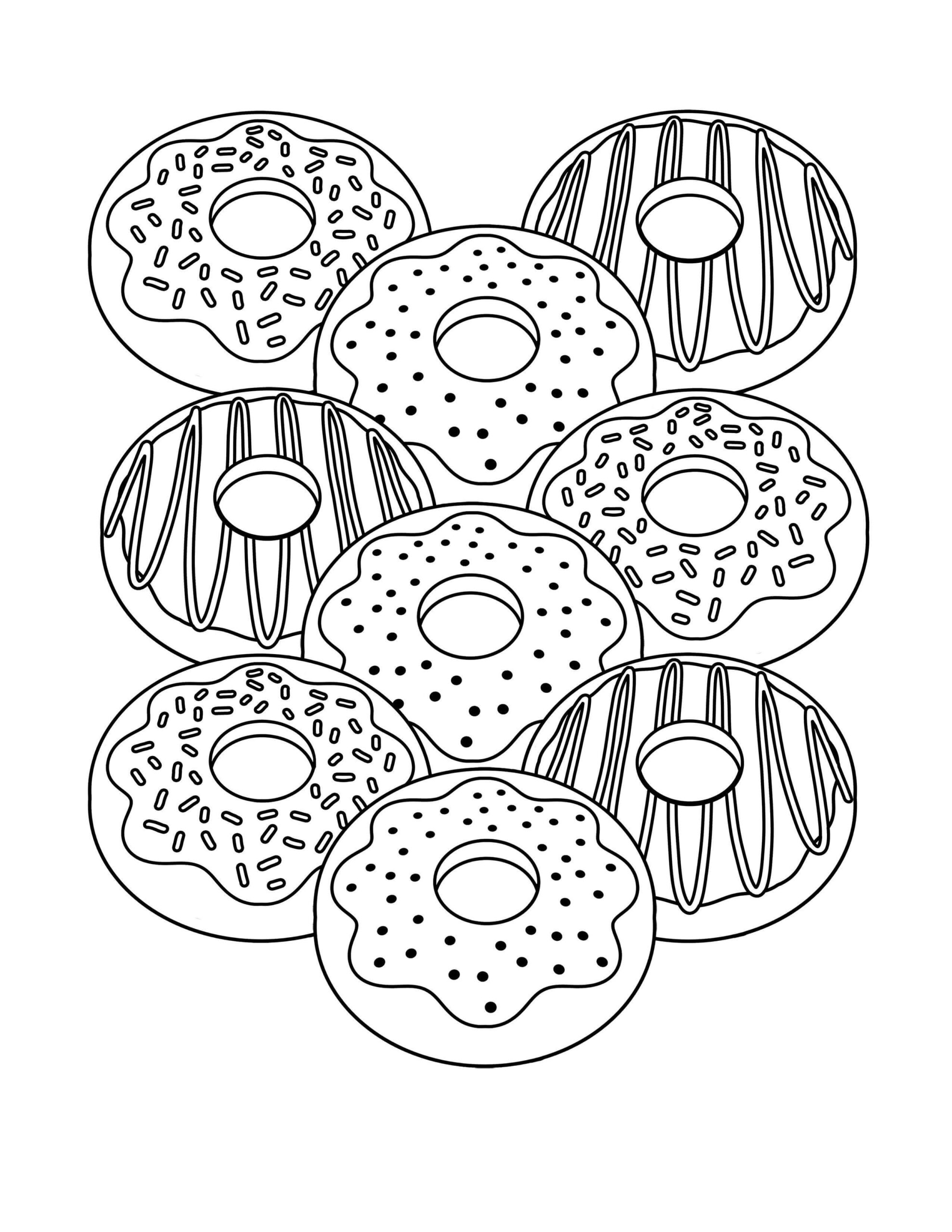 Dibujo de Nueve Donas Scaled para Colorear