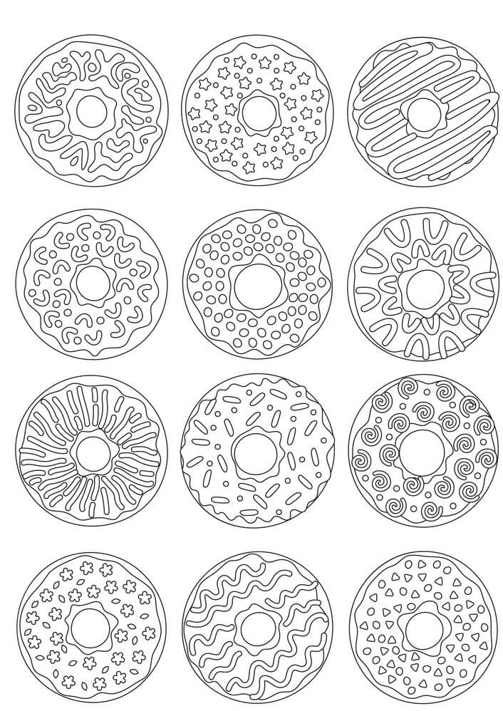 Dibujo de Rosquillas Hermosas para Colorear