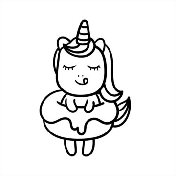 Dibujo de Unicornio con Donut para Colorear