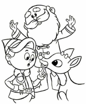 Dibujo de Rudolph y los Dos Humanos para Colorear