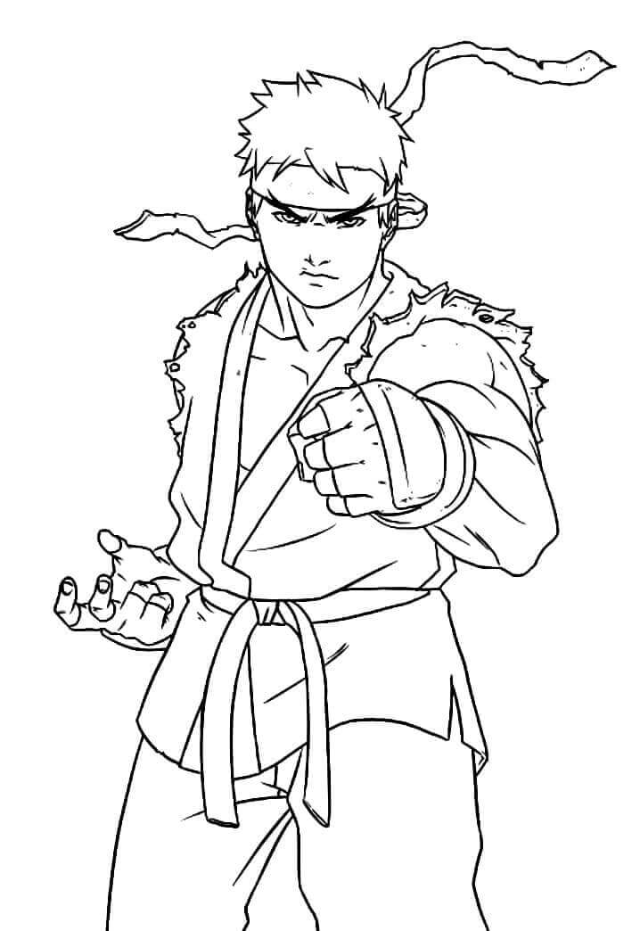 Dibujo de Simples Ryu para Colorear