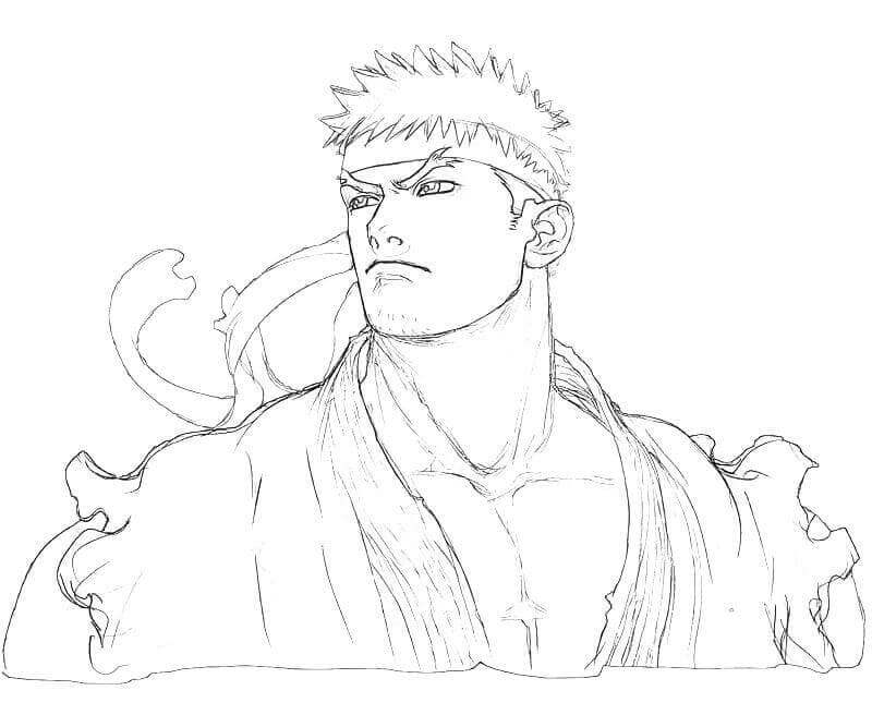 Dibujo de Cara Ryu para Colorear