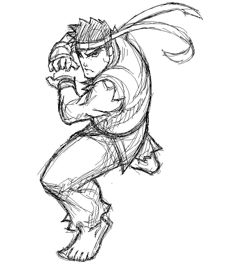 Dibujo de A lápiz Ryu para Colorear