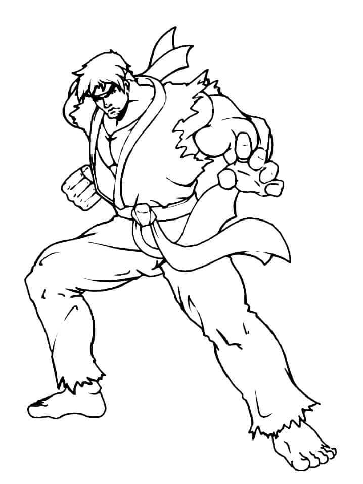 Dibujo de Genial Lucha de Ryu para Colorear