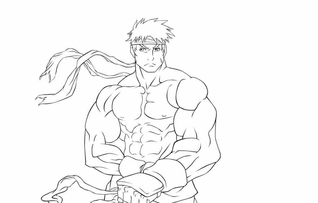 Dibujo de Guapo Ryu para Colorear