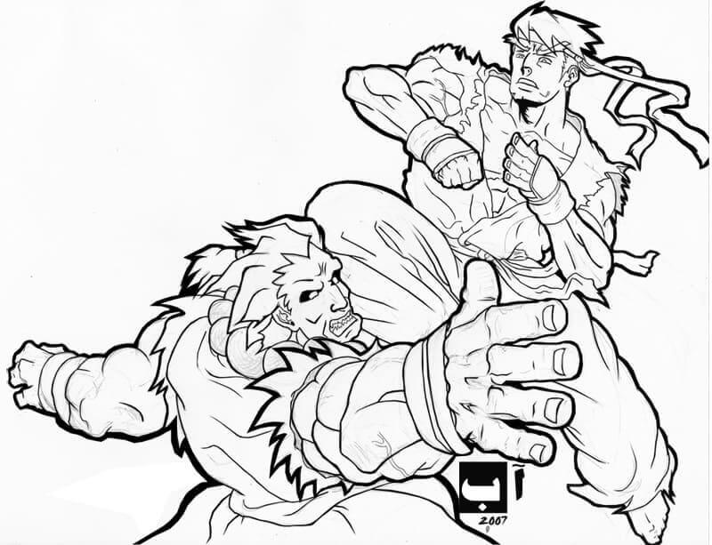 Dibujo de Ryu Ataque para Colorear