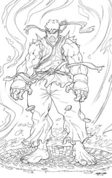 Dibujo de Ryu Fuerte para Colorear