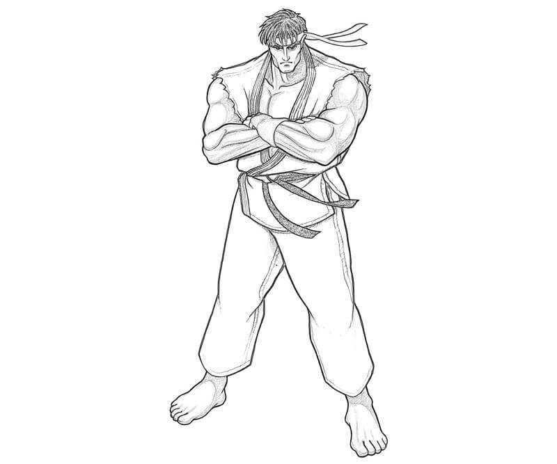 Dibujo de Ryu Imprimible para Colorear