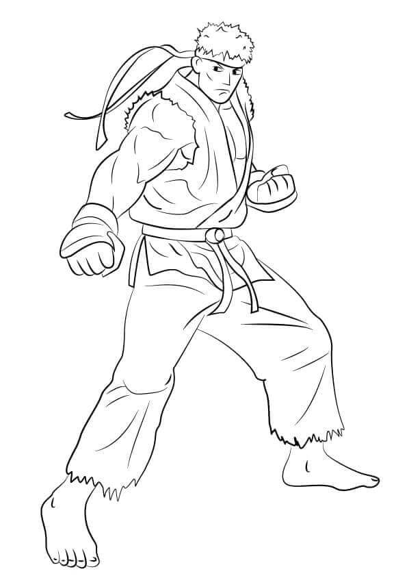 Dibujo de Ryu Luchando para Colorear