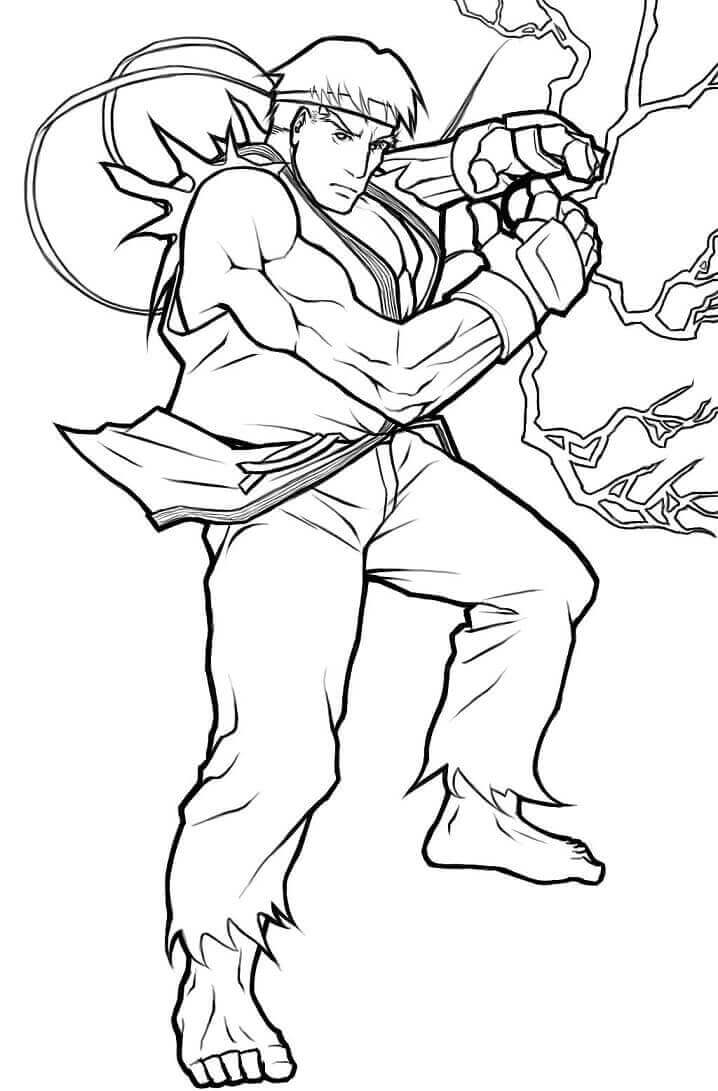 Dibujo de Ryu Poder para Colorear