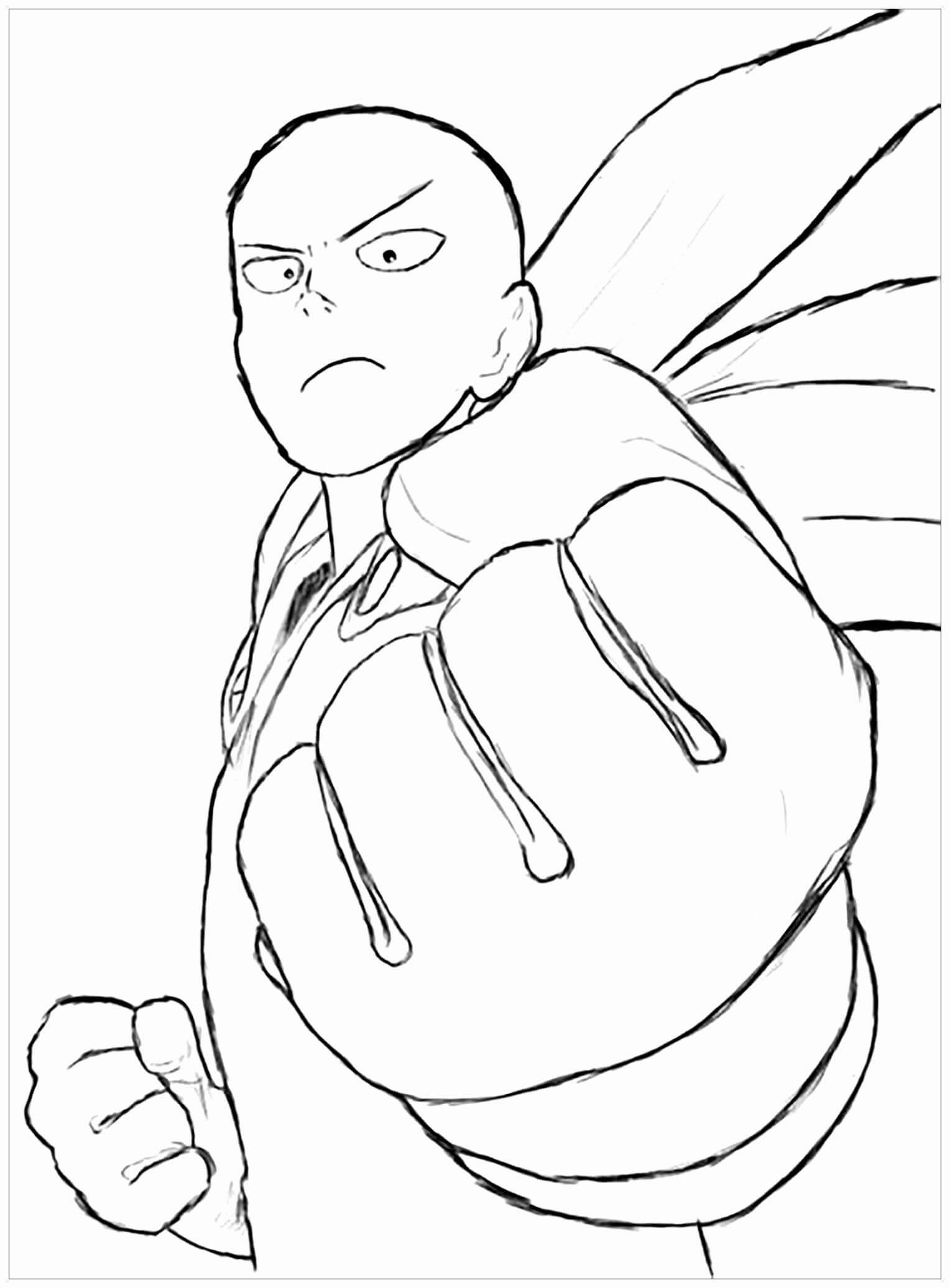 Dibujo de Ponche de Saitama para Colorear
