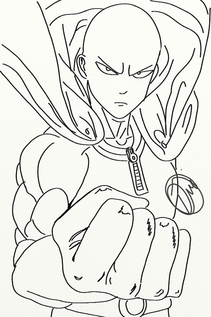 Dibujo de Saitama Impresionante para Colorear
