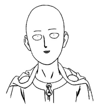 Dibujo de Saitama Sonriendo para Colorear