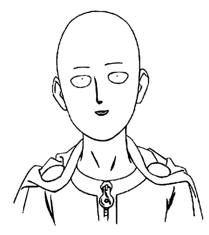 Dibujo de Saitama Sonriendo para Colorear