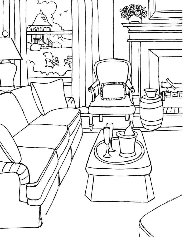 Dibujo de Sala de Estar Fotos Gratis para Colorear
