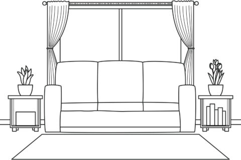 Dibujo de Sala de Estar Linda para Colorear
